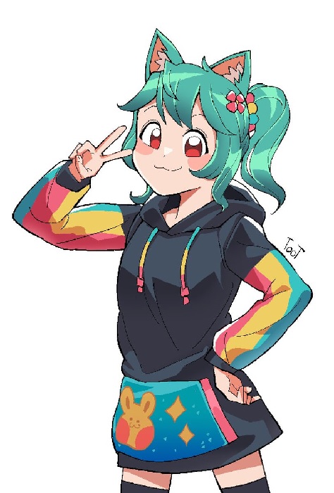 Rosedoodle's character in her usual dressup for streaming videos at twitch!