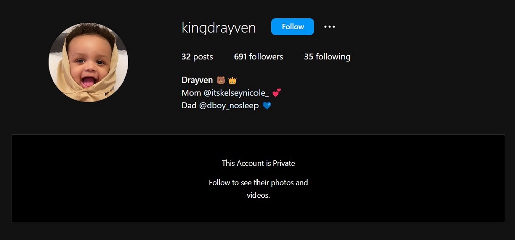 Kelsey made her son Drayven Instagram private