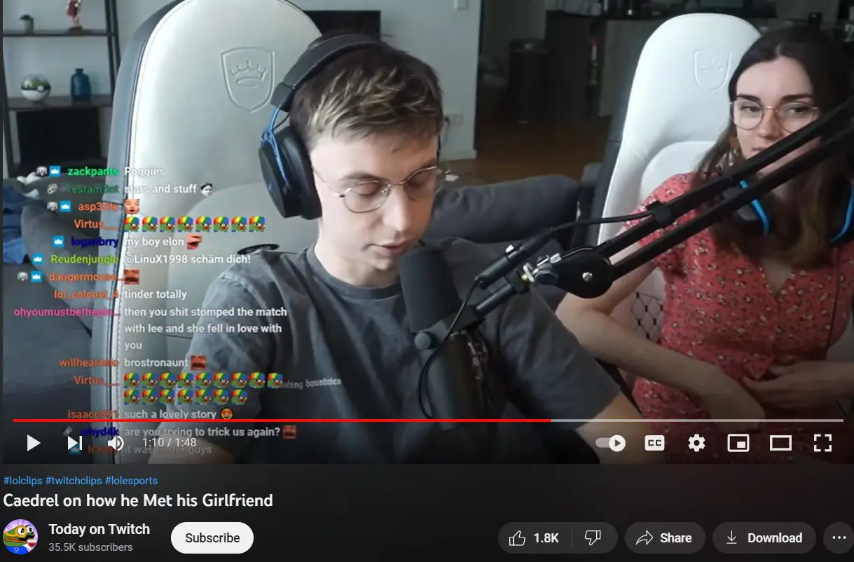 Caedrel talked about how he met his girlfriend, Corinna during a live stream 