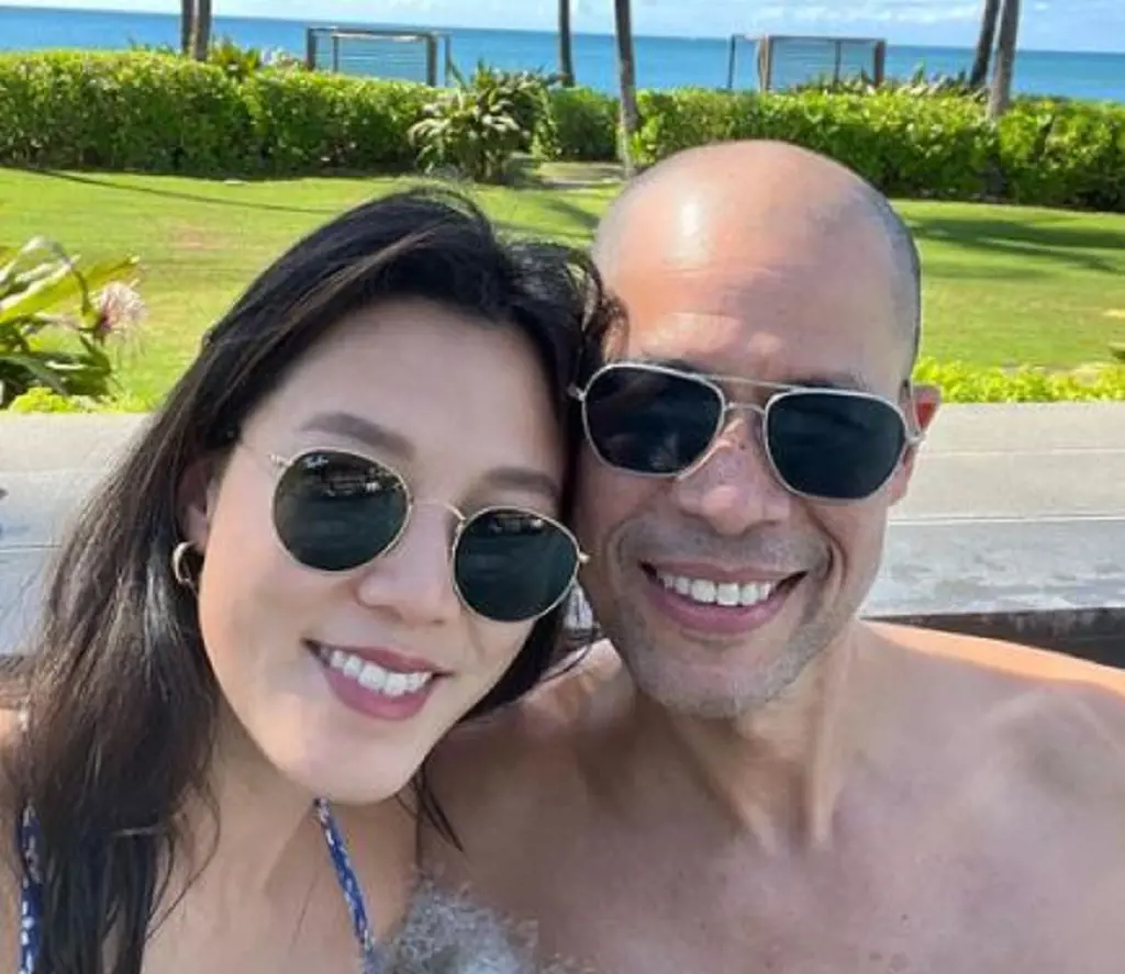 Marian Wang pictured with her husband in Four Seasons Resort O‘ahu at Ko Olina at Hawaii in 2021.